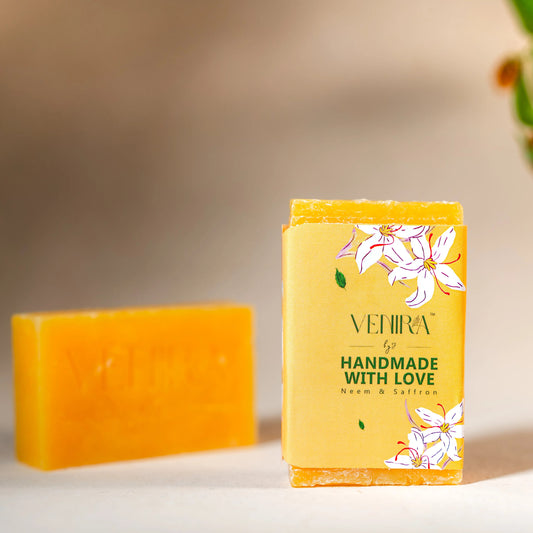Venira Neem & Saffron Ayurvedic Acne-Control Soap – Clarifying + Glow-Boosting Formula